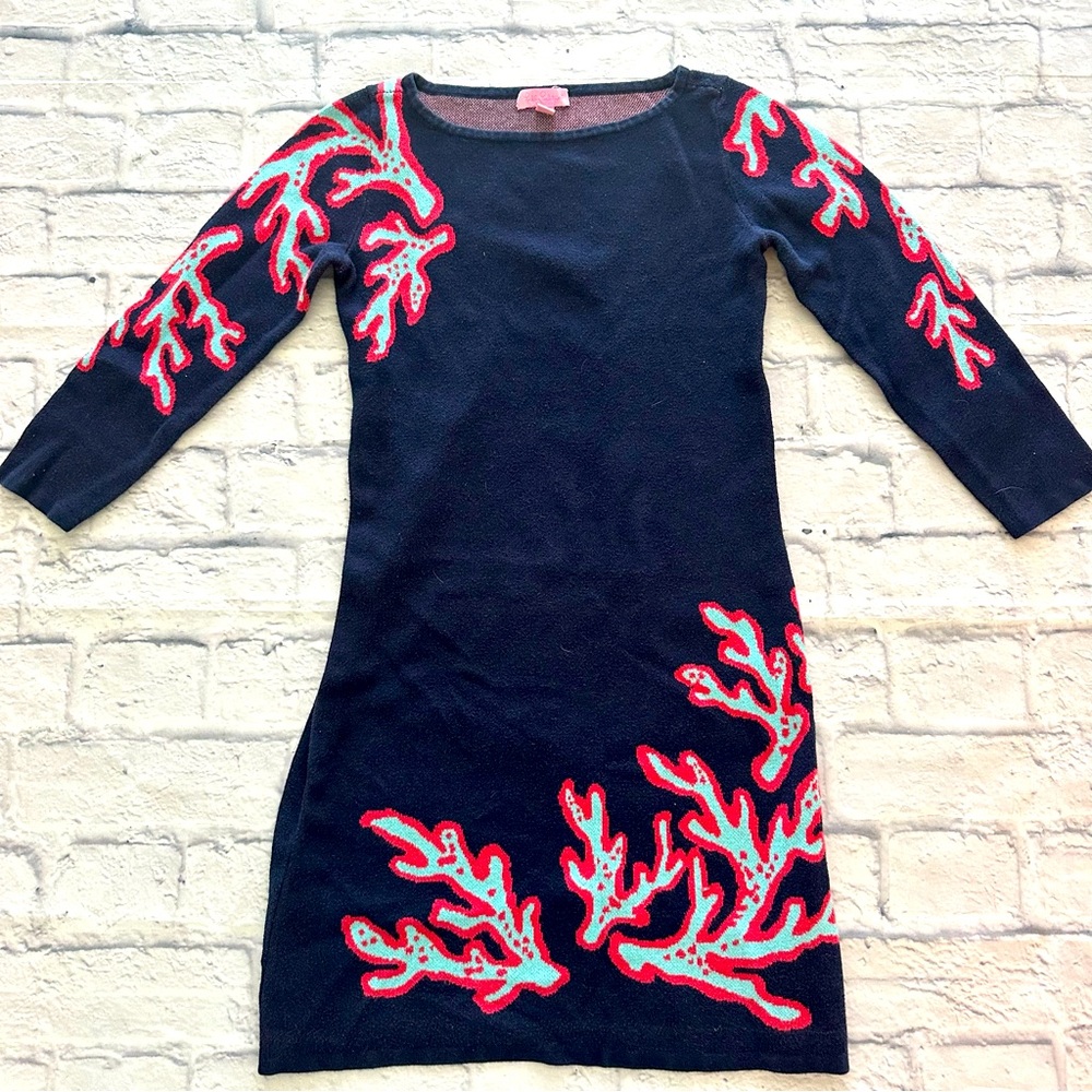 Lilly Pulitzer Polly Sweater Dress XS | Navy Coral